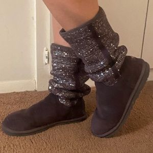 Grey sequin slouch shaft UGG boots